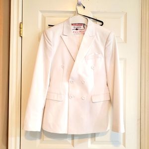 2 piece white double breasted suit